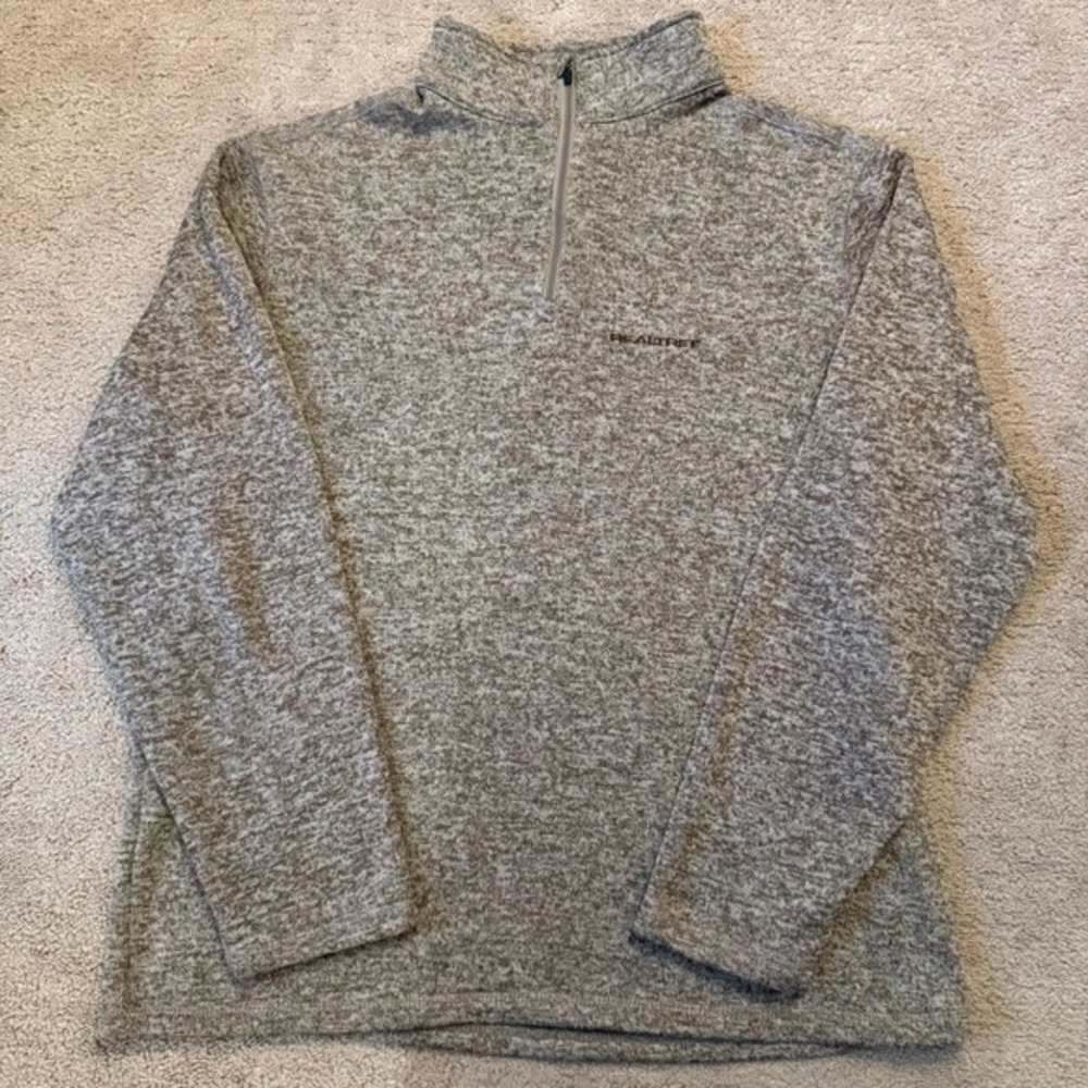 Realtree Mens's Quarter Zip Knit Sweater Knit‎ Pullover Brown Size Med Outdoor